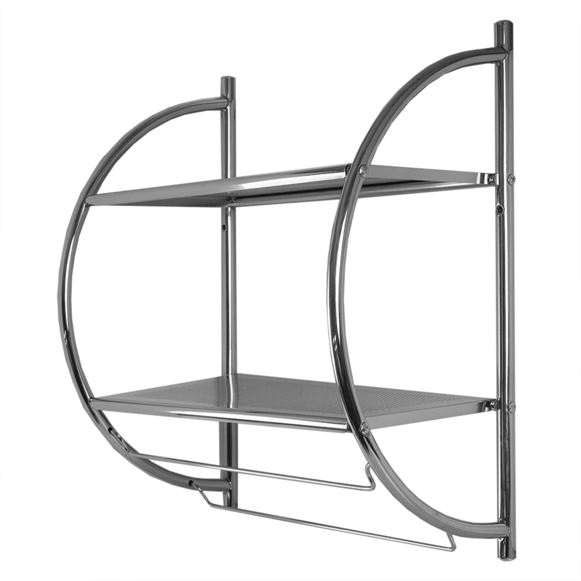 Organize It All Chrome 2-Tier Metal Wall Mount Bathroom Shelf (17.75-in x  21.5-in x 10.25-in)
