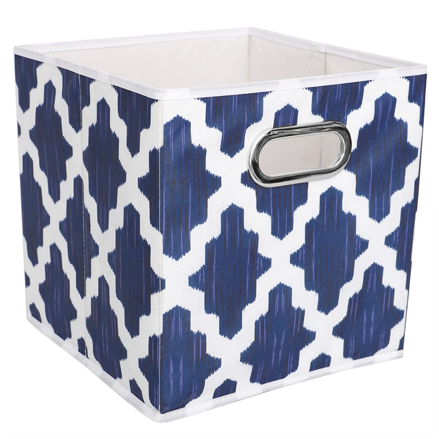 Lattice Collapsible Non-Woven Storage Bin with Grommet Handle, Navy