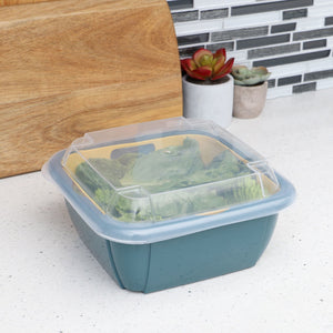 Plastic Container with Strainer Basket and Clear Lid, Multi-Color