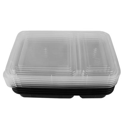 Home Basic 10 Piece 2 Compartment BPA-Free Plastic Meal Prep Containers, Black
