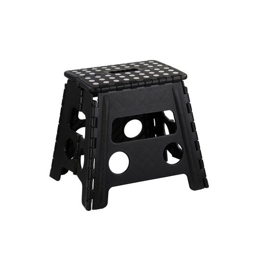 Home Basics Large Plastic Folding Stool with Non-Slip Dots, Black - Black