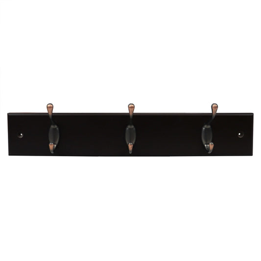 3 Double Hook Wall Mounted Hanging Rack, Brown