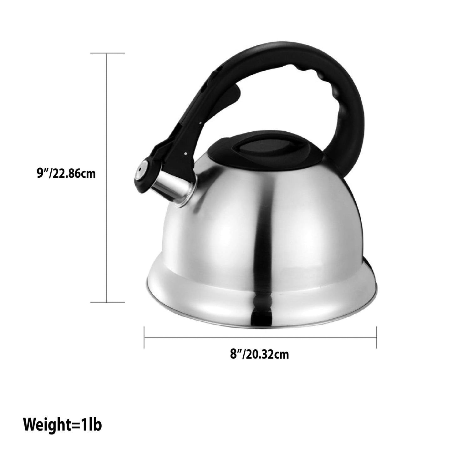 3.0 Liter Brushed Stainless Steel Tea Kettle with Easy Grip Textured Handle, Silver