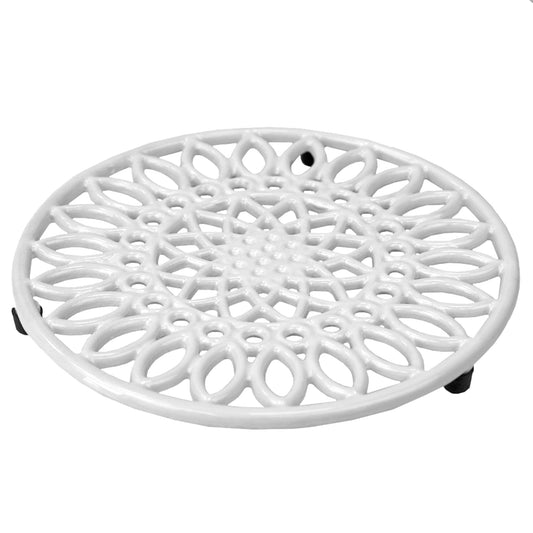 Sunflower Heavy Weight Cast Iron Trivet, White