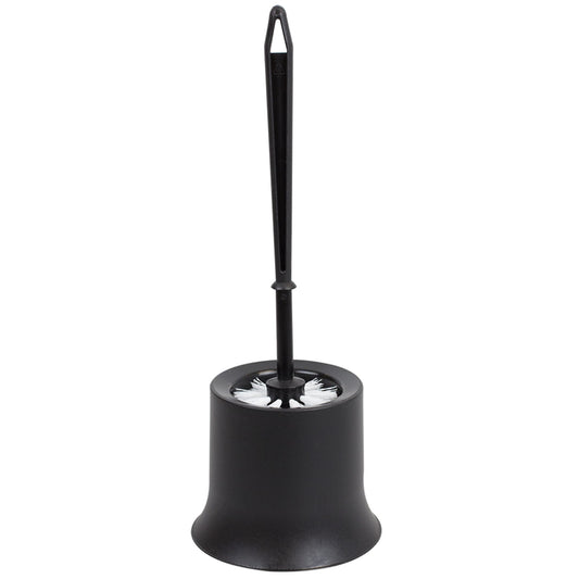 Plastic Toilet Brush with Compact Holder, Black