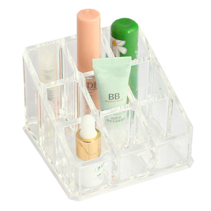 Small 9 Compartment Plastic Cosmetic Organizer, Clear
