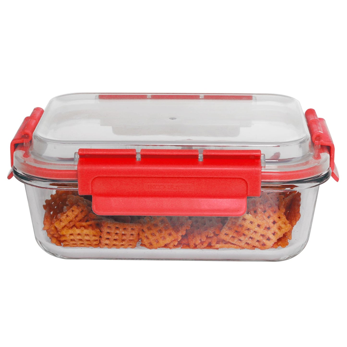 Leak Proof  35  oz. Rectangle  Borosilicate Glass Food Storage Container with Air-tight Plastic Lid, Red