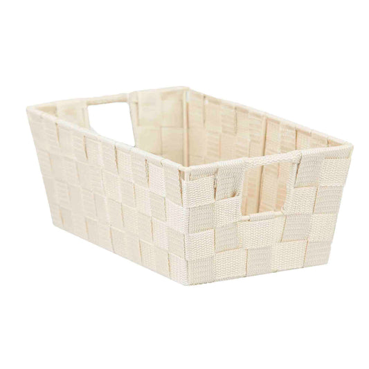 Polyester Woven Strap Open Bin, Ivory