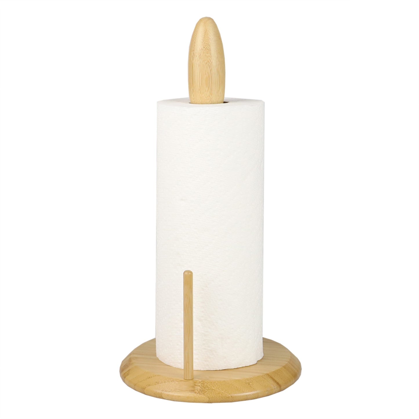 Michael Graves Design Freestanding Bamboo Paper Towel Holder with Side Bar, Natural