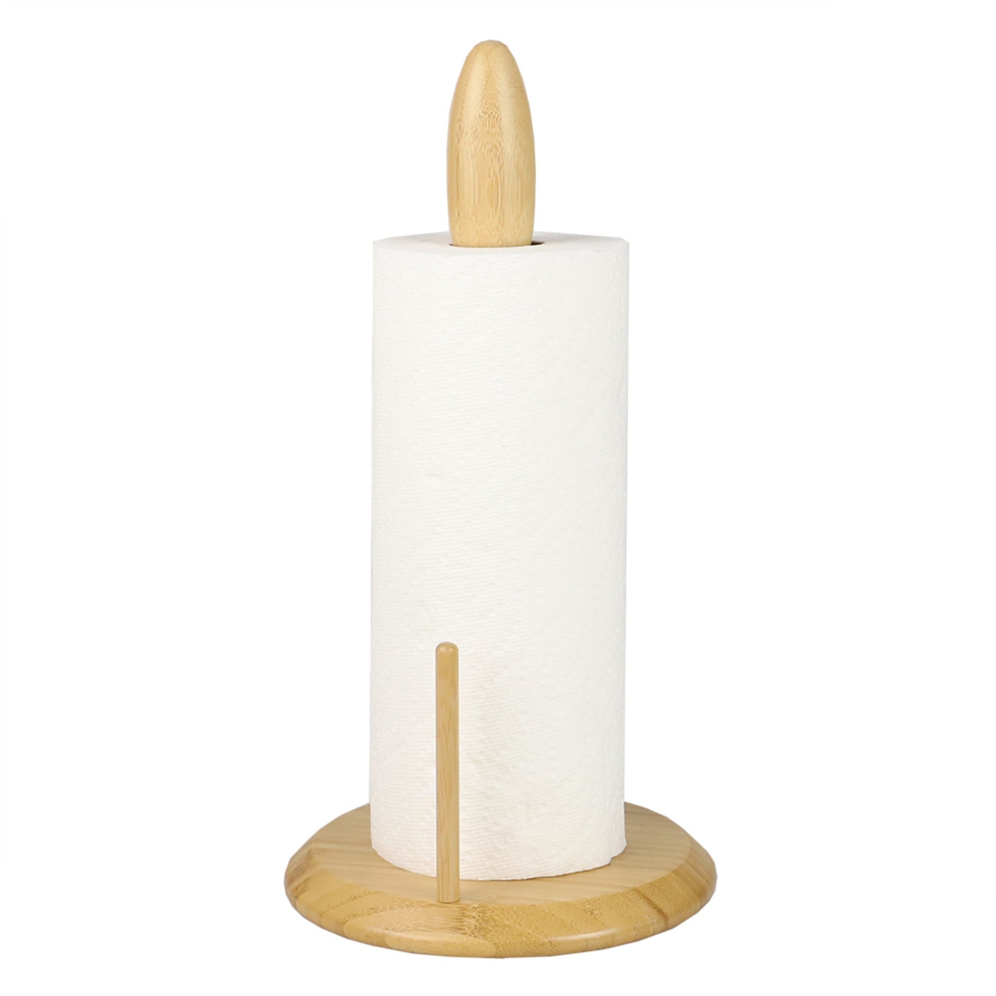 Home Basics Grove Free Standing Paper Towel Holder with Weighted Base and Padded Base, White