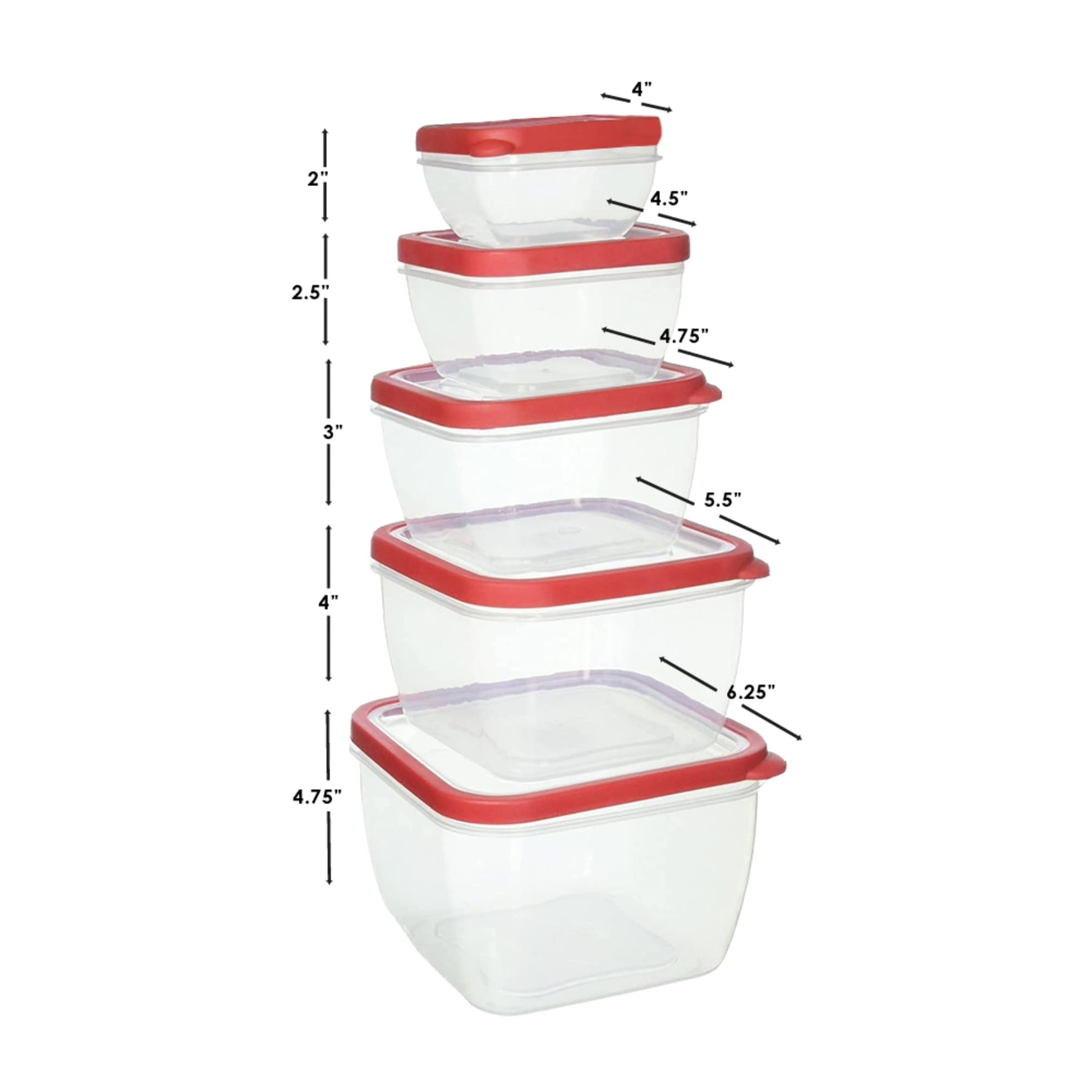 Home Basics Microwave Safe Plastic Square Food Storage Containers