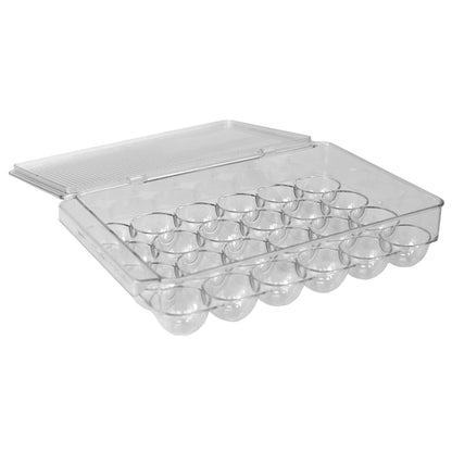 Michael Graves Design Stackable 24 Compartment Plastic Egg Container with Lid, Clear