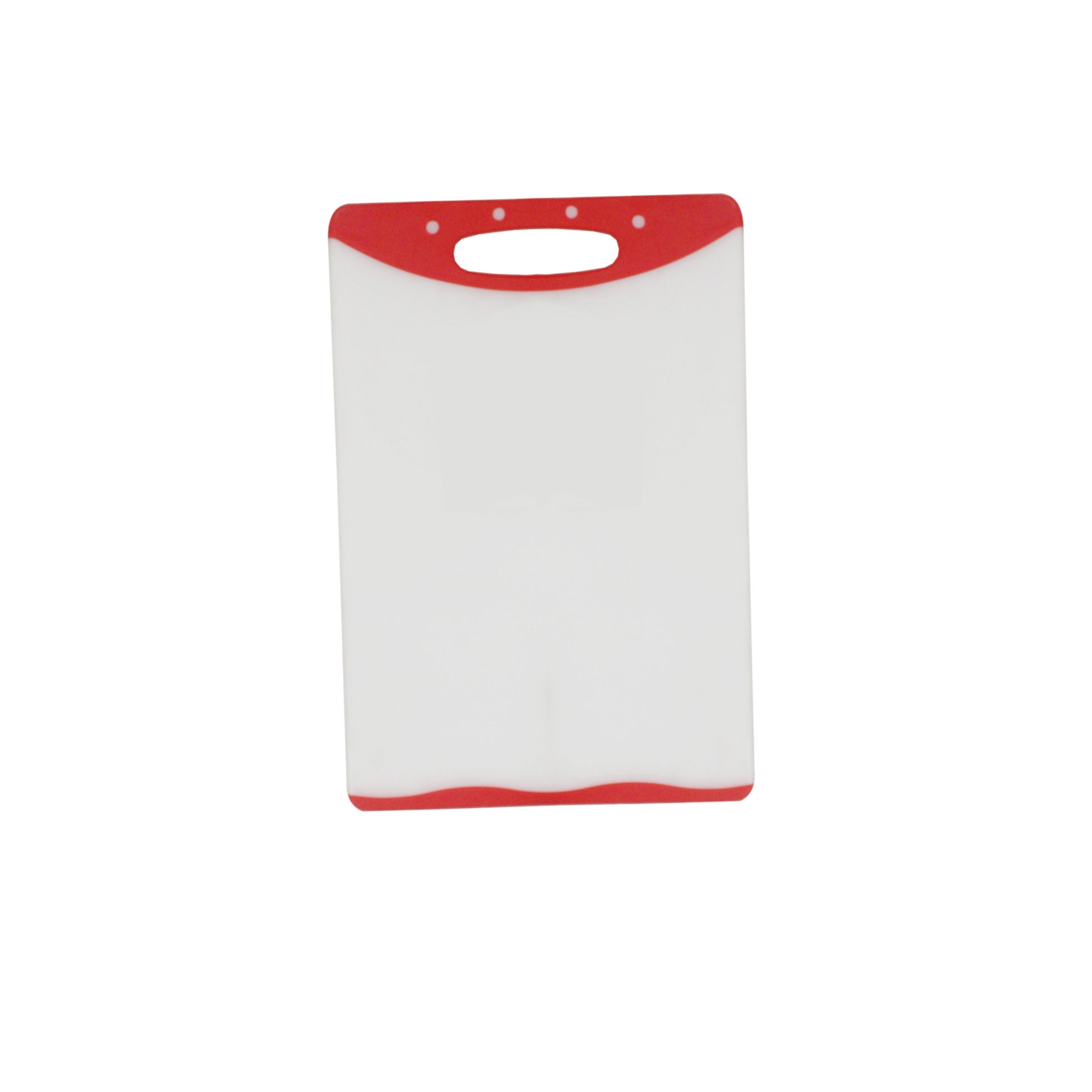 Home Basics 12” x 18" Dual Sided Plastic Cutting Board with Rubberized Non-Slip Edges, Red - Red