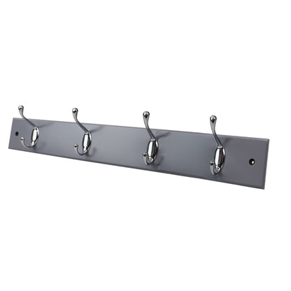 4 Double Hook Wall Mounted Hanging Rack, Grey