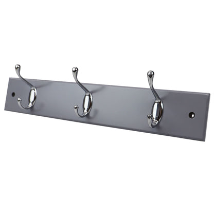 3 Double Hook Wall Mounted Hanging Rack, Grey