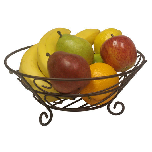 Scroll Collection Steel Fruit Basket, Bronze