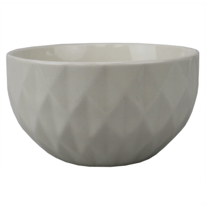 Embossed Circle  7" Ceramic Bowl, White