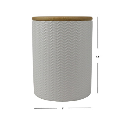 Wave Medium Ceramic Canister, White
