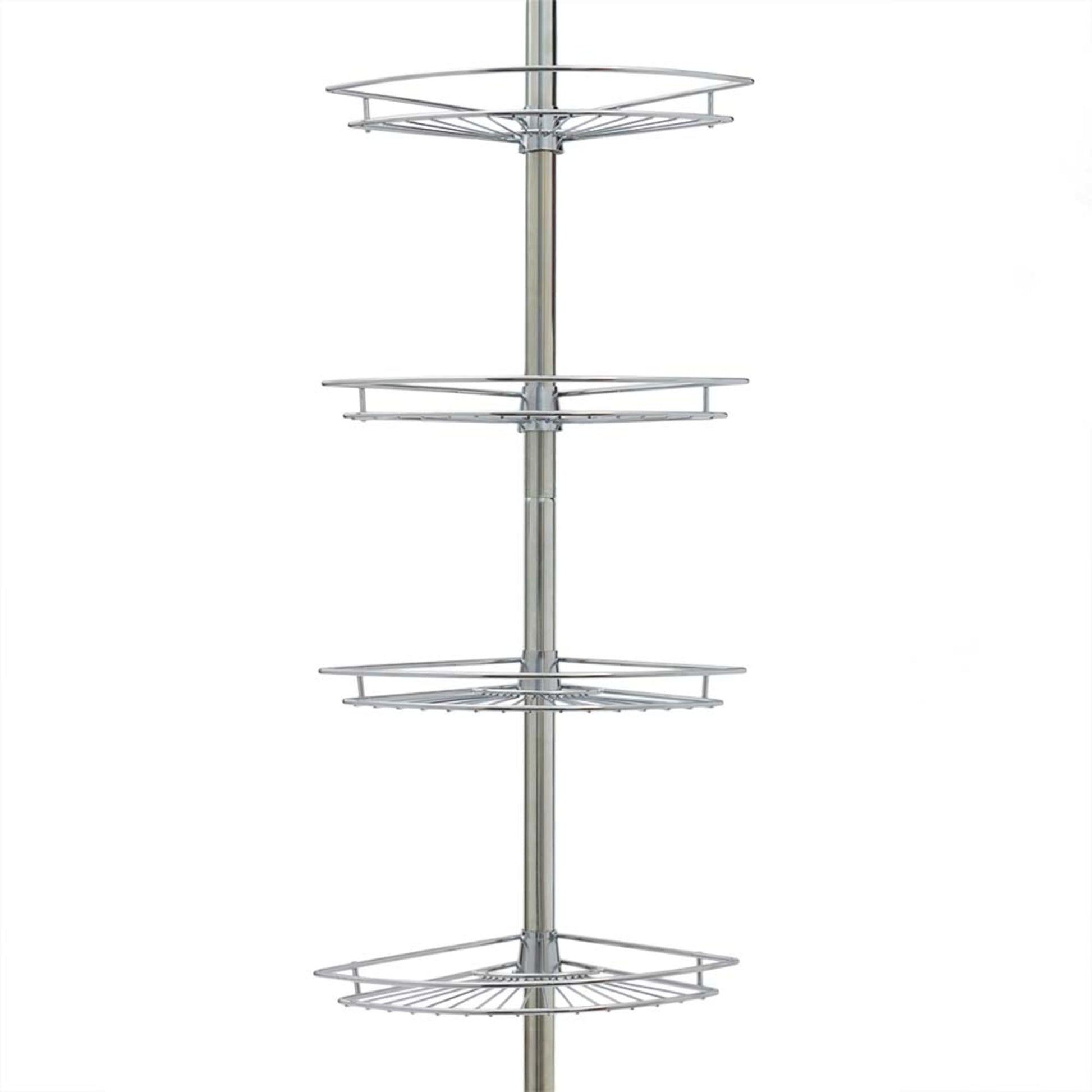 Zenna Home Tension Pole Shower Caddy 4 Basket Shelves with Built-in Towel  Bar