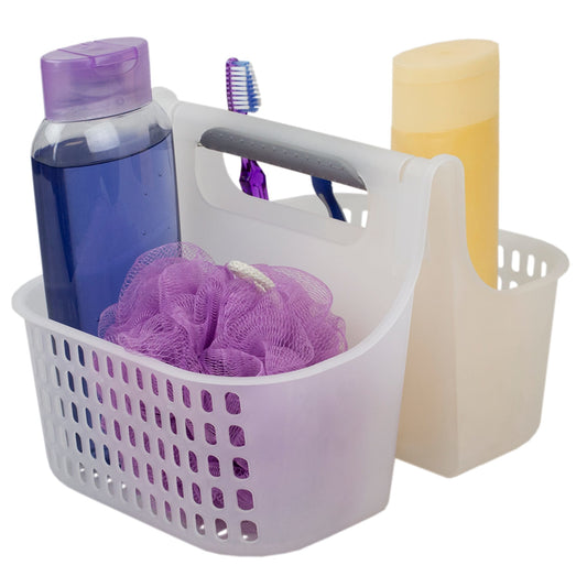 Two Compartment Plastic Shower Tote with Non-Slip Handle