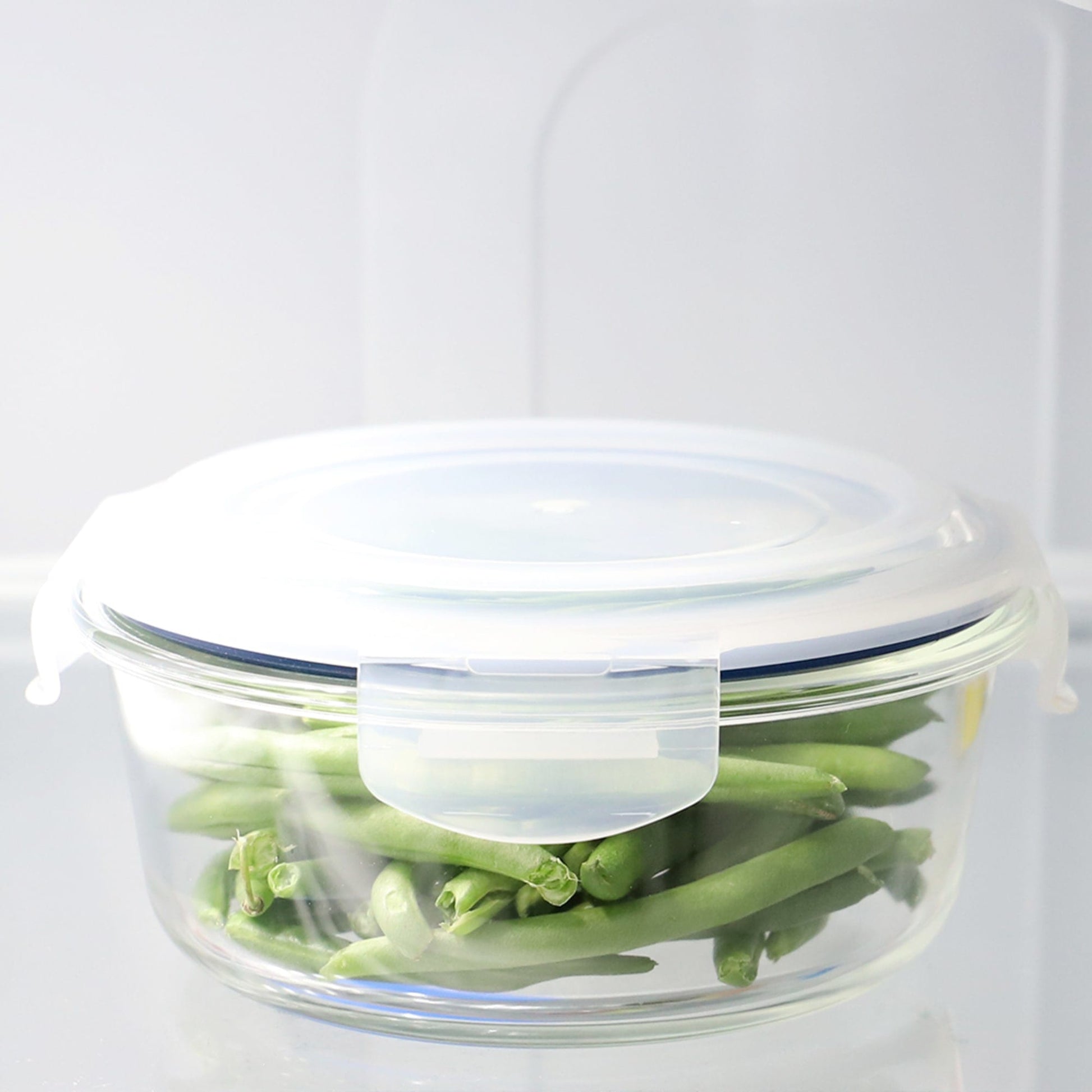 Home Basics Round 32 oz. Glass Food Storage Container with Red Lid, Clear, FOOD PREP