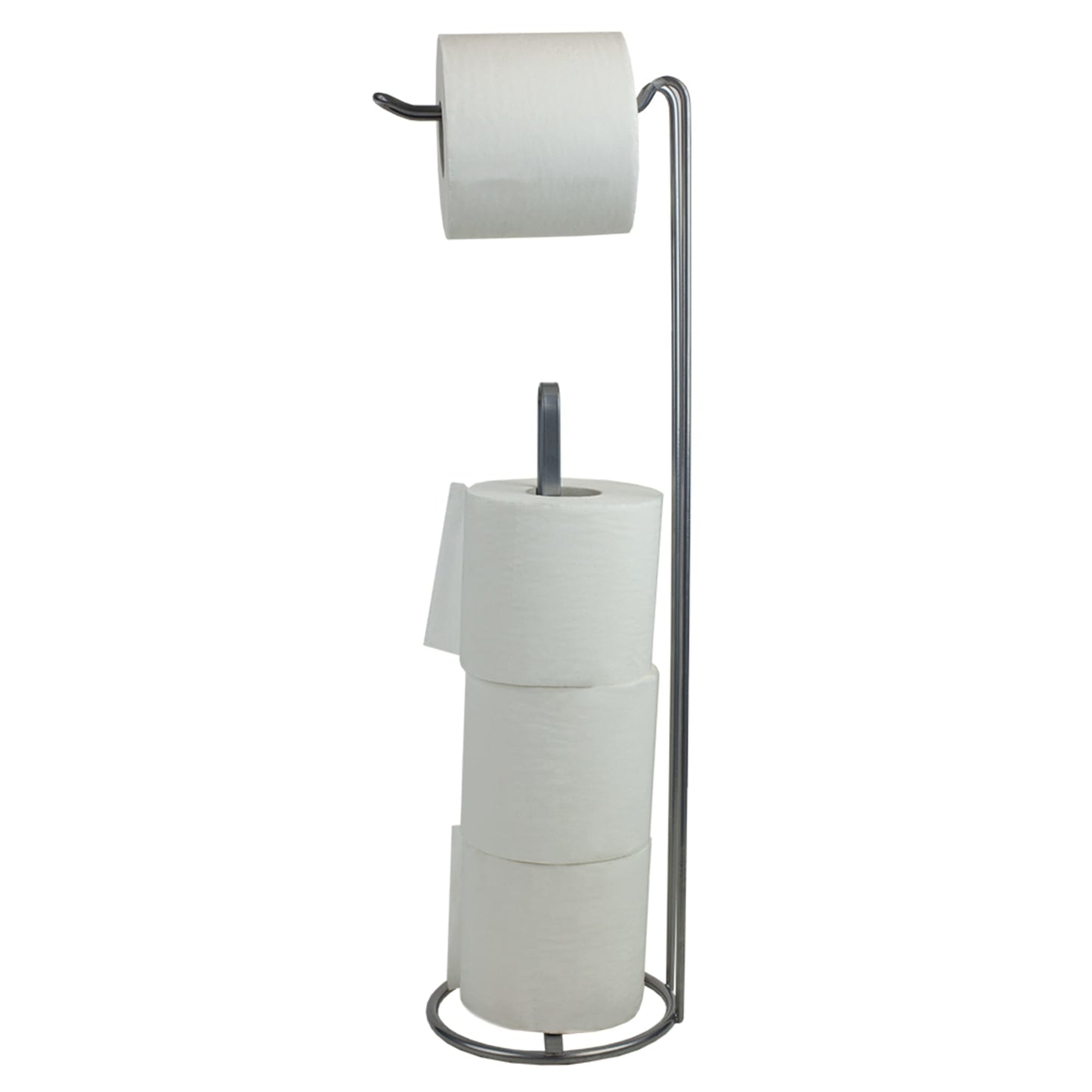 Freestanding Dispensing Toilet Paper Holder, Satin Nickel
