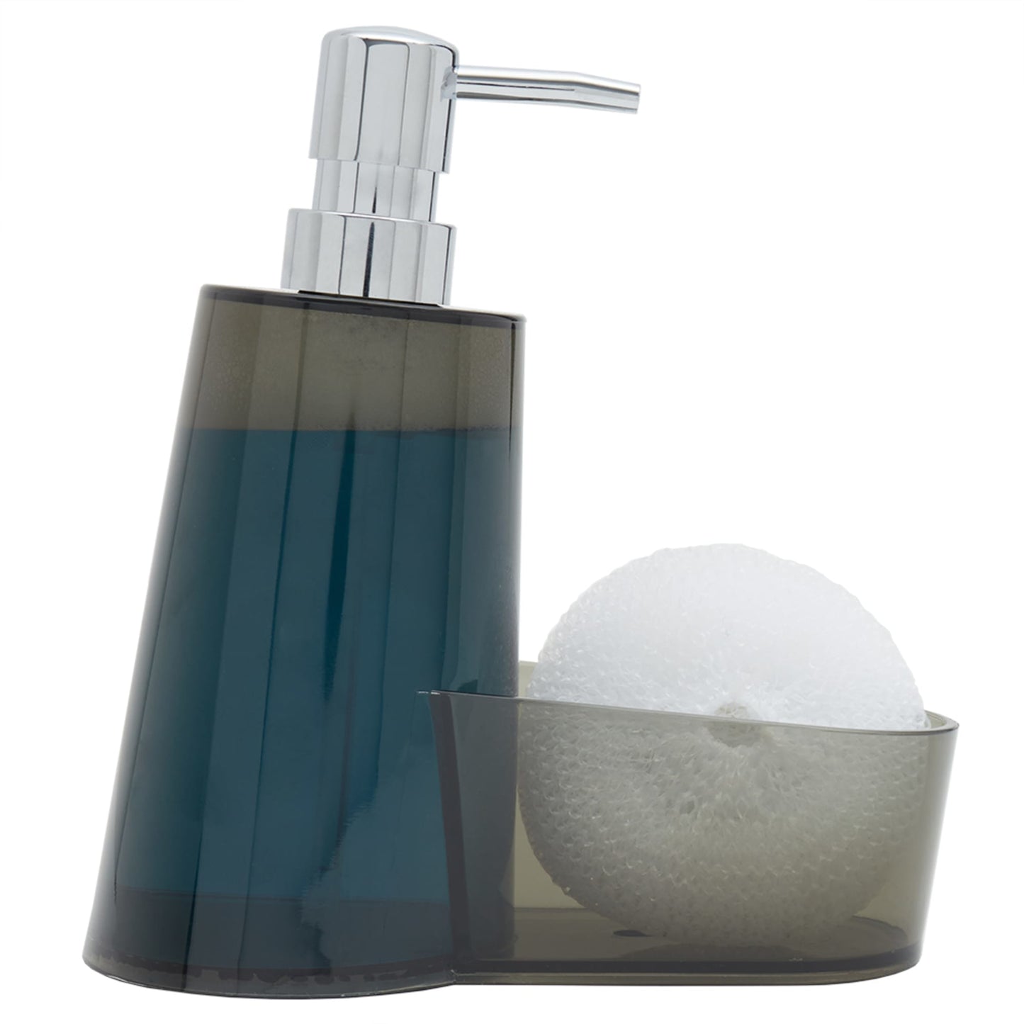 13.5 oz. Plastic Soap Dispenser with Sponge Compartment, Grey