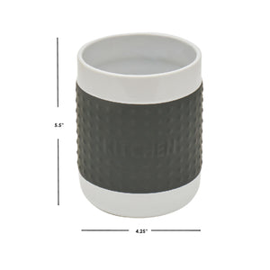 Ceramic Utensil Holder with Rubber Center, White