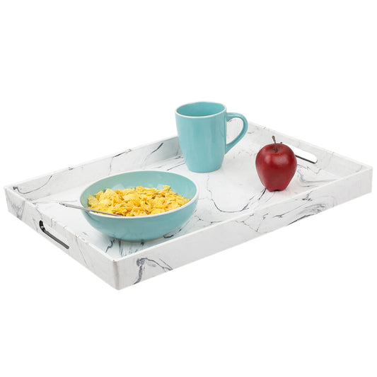 Faux Marble Serving Tray, White