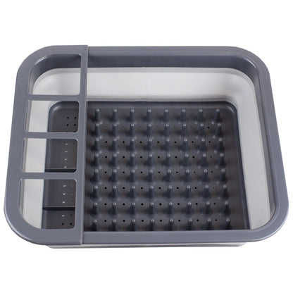 Silicone and Plastic  Easy Storage Collapsible Dish Rack,Grey