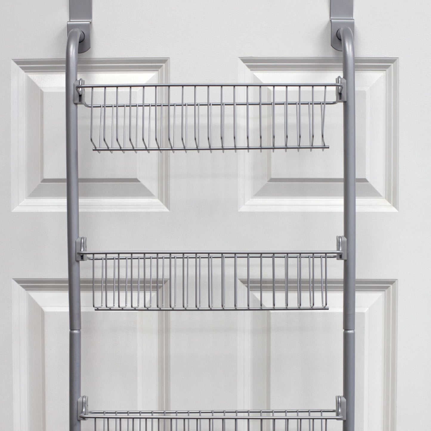 Heavy Duty 4 Tier Over the Door Metal Pantry Organizer, Grey