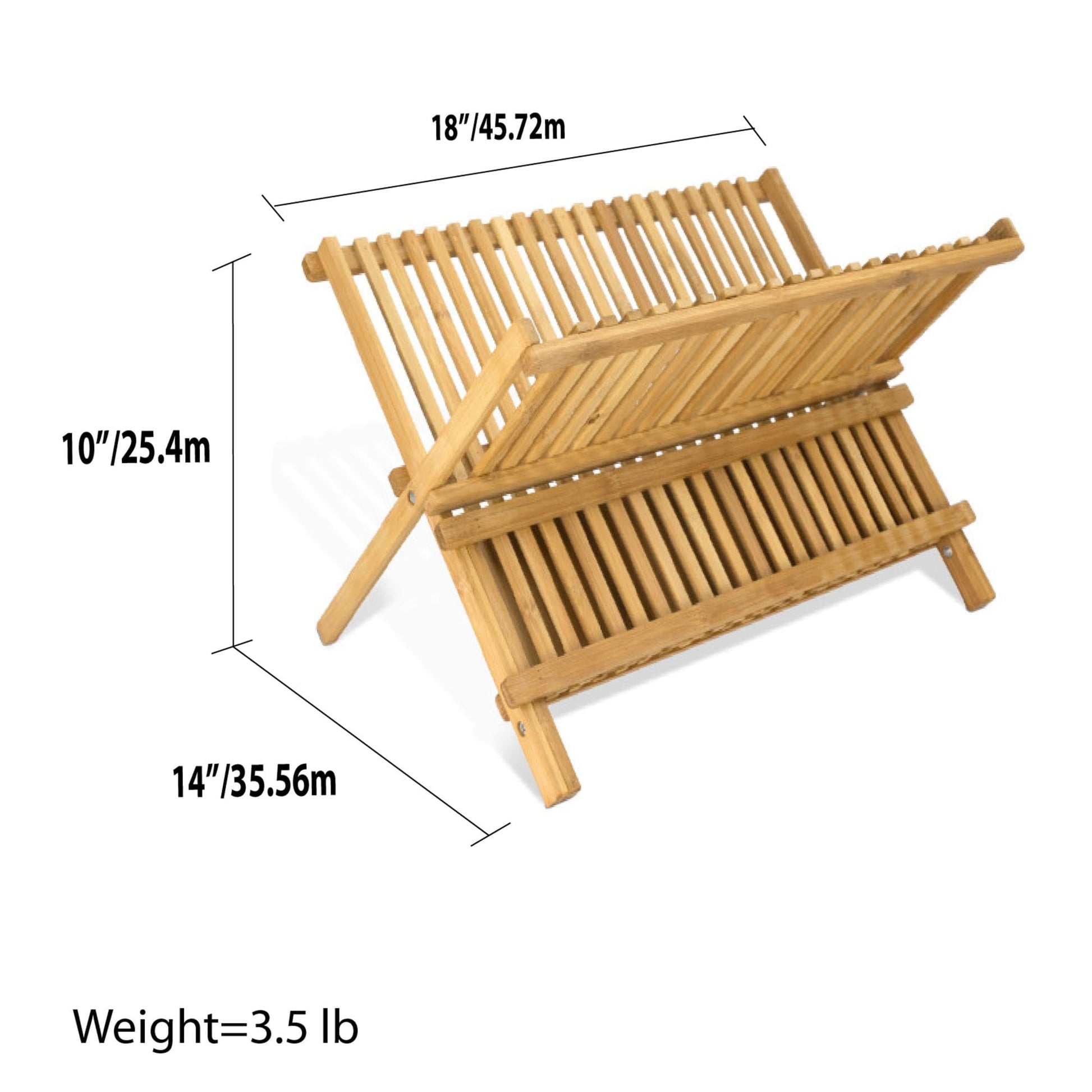 HIC Kitchen Bamboo Foldable Compact Dish Drying Rack