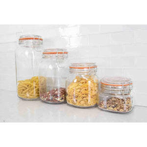 4 Piece Glass Canister Set, Clear