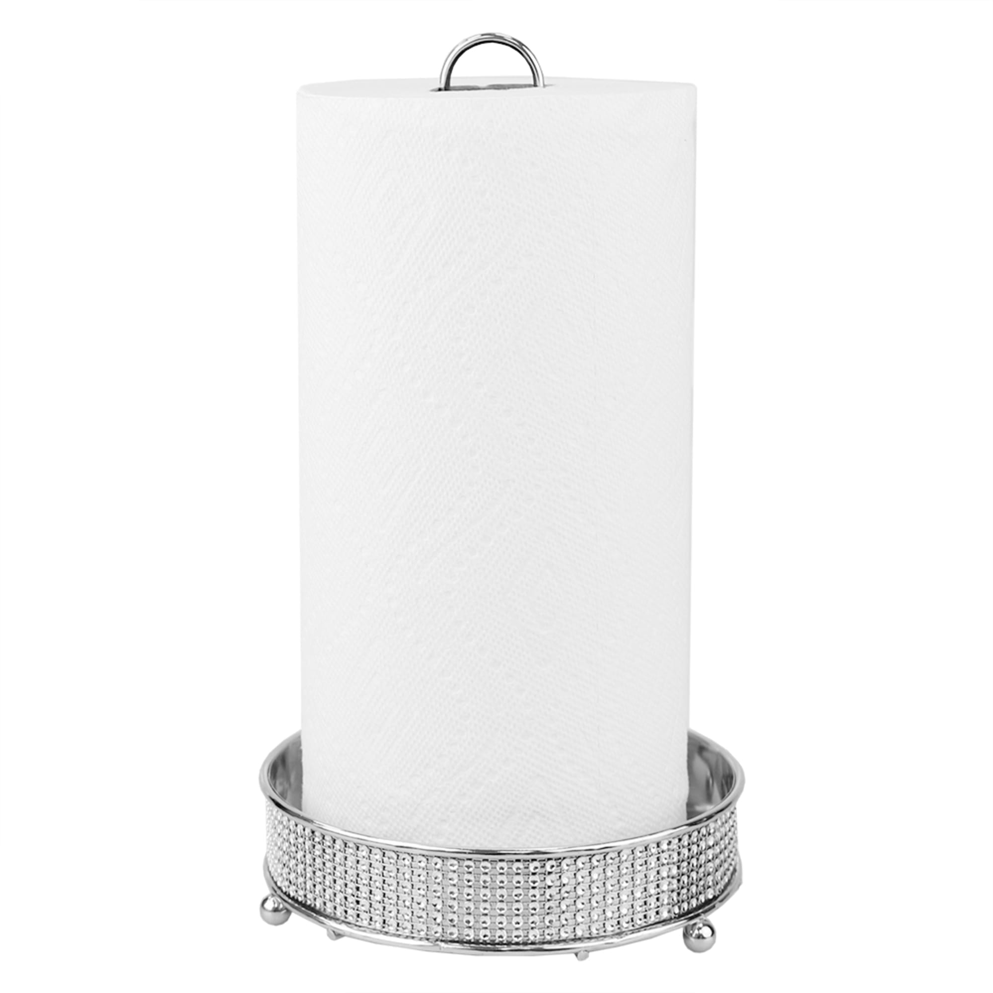 Qiuhome Crystal Paper Towel Holder Countertop Bling Silver Paper Towel  Holder Stand