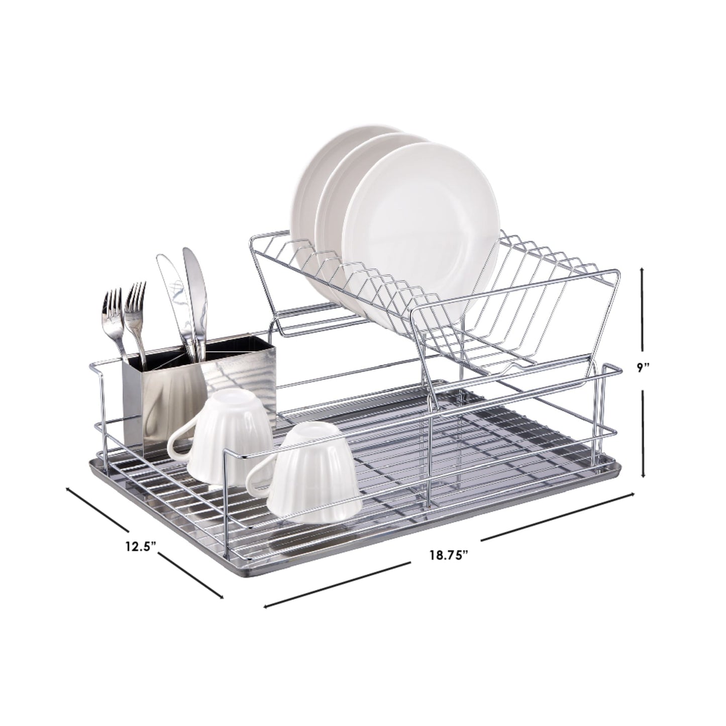 2-Tier Compact Kitchen Dish Rack Drainboard Set — Tribesigns