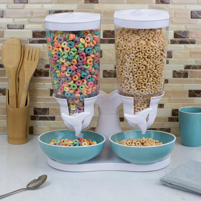 Double Cereal Dispenser, White