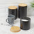 Wave 3 Piece Ceramic Canister Set With Bamboo Tops, Black