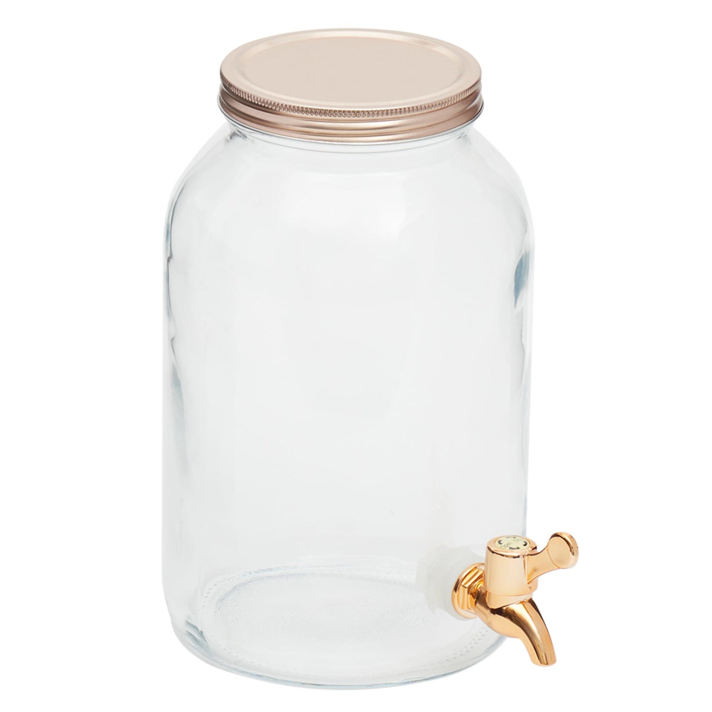 Glass Beverage Dispenser with Spigot, Metal Lid and One Gold Stand