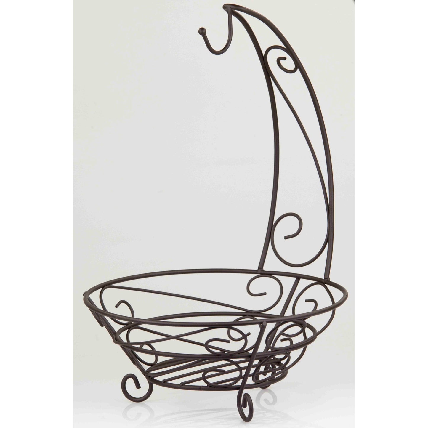 Scroll Collection Steel Fruit Basket With Banana Tree, Bronze