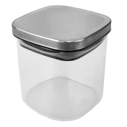 Michael Graves Design Small 27 Ounce Square Borosilicate Glass Canister with Stainless Steel Top