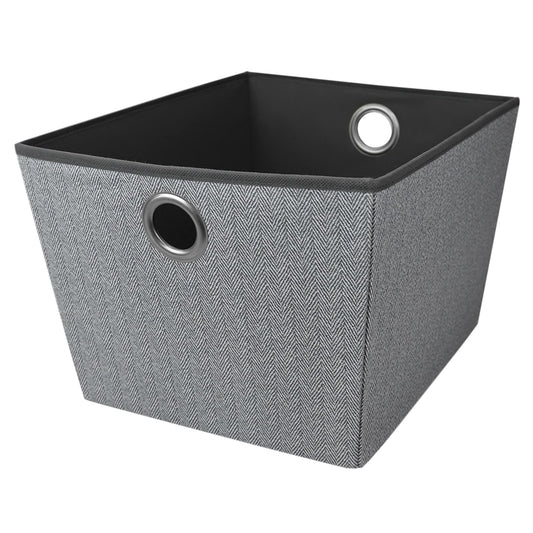 Herringbone Large Non-Woven Open Storage Tote, Grey