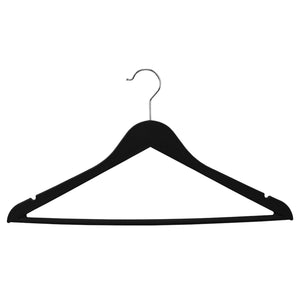 Non-Slip Space-Saving Rubberized Plastic Hangers, Black