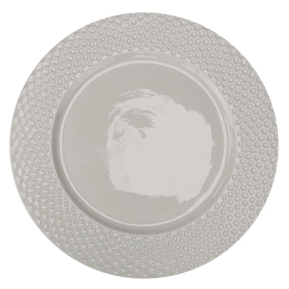 Embossed Honeycomb 10.5" Ceramic Dinner Plate, White