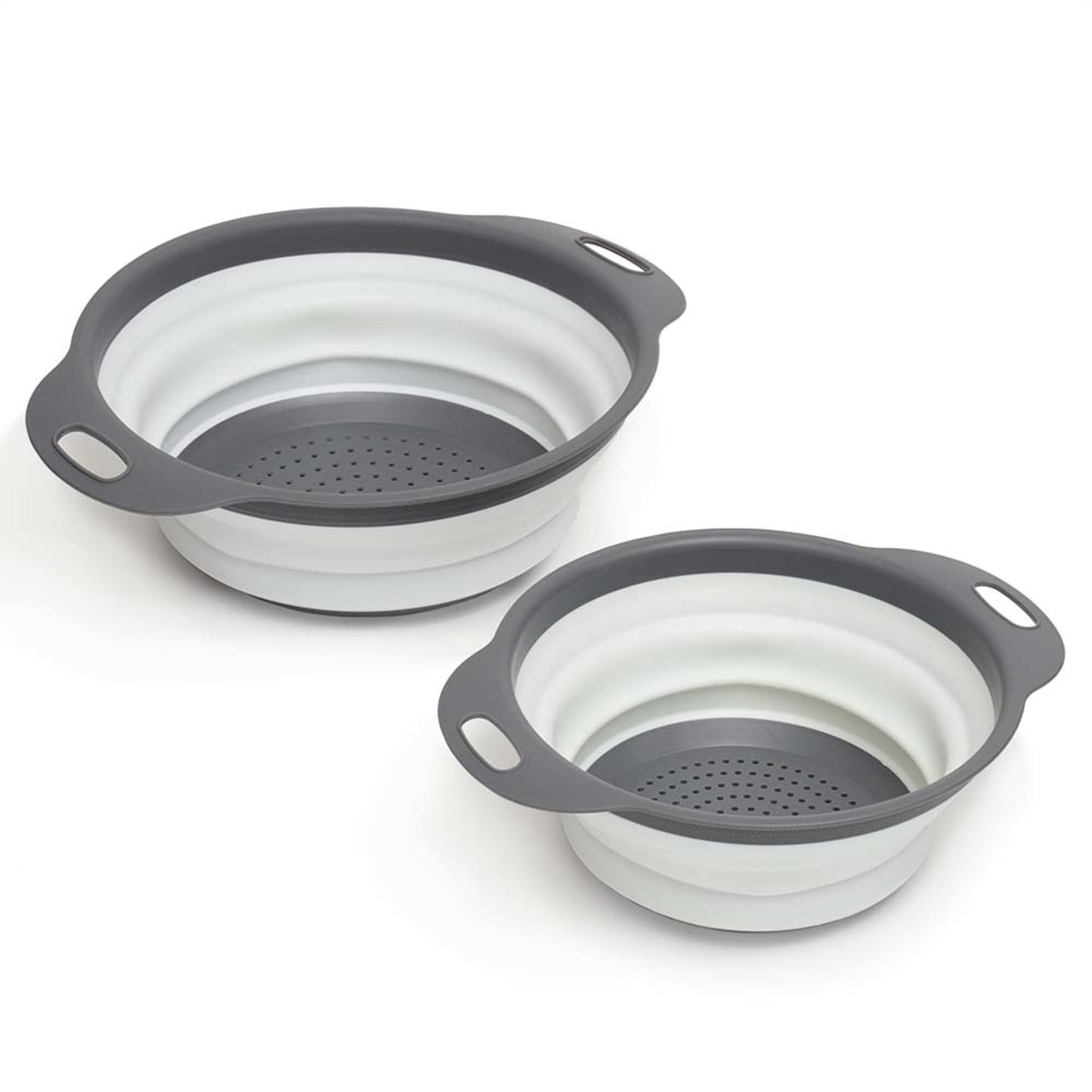 2 Piece Nesting Collapsible Silicone  Colander, White