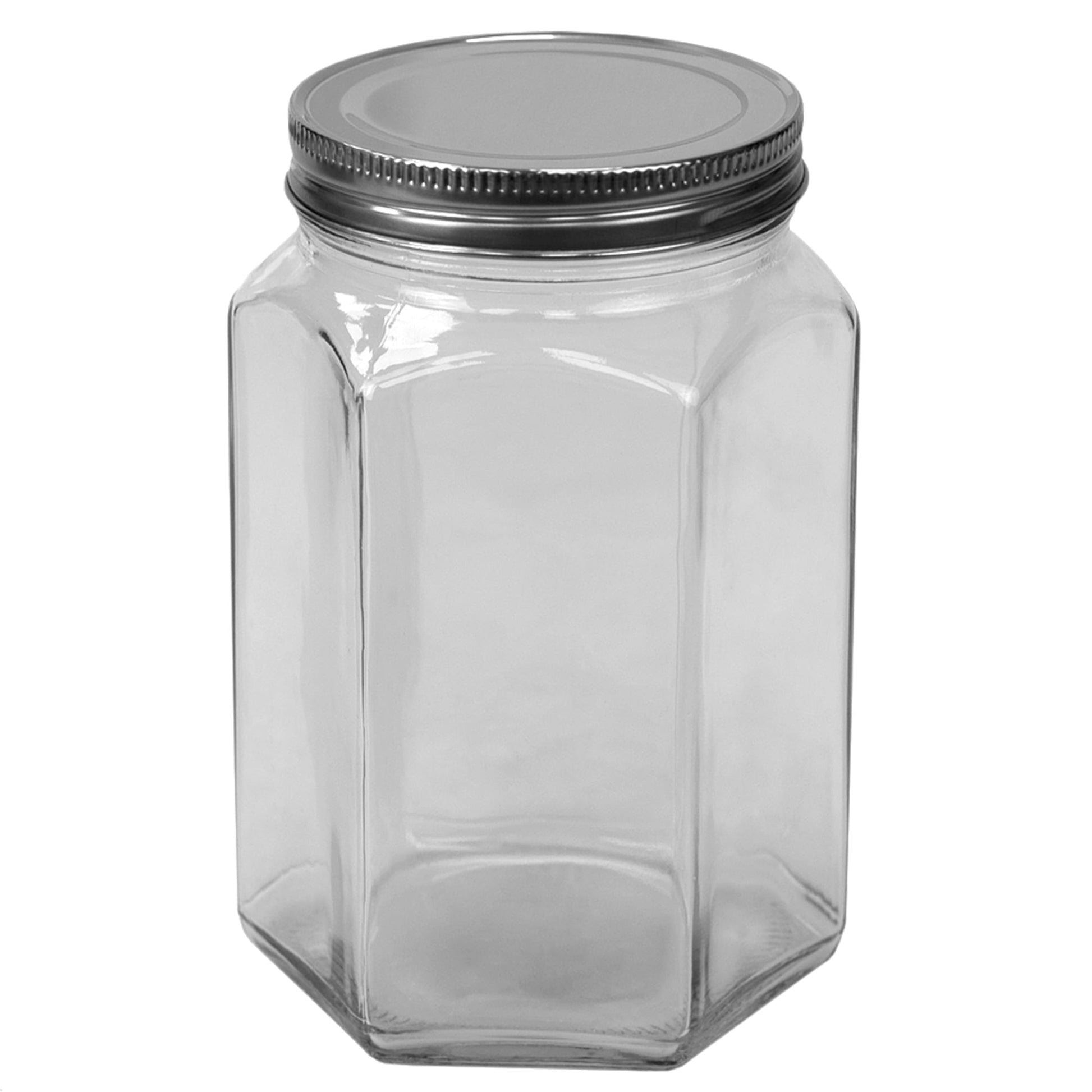 Home Basics 26 oz. Small Hexagon Glass Canister, Clear