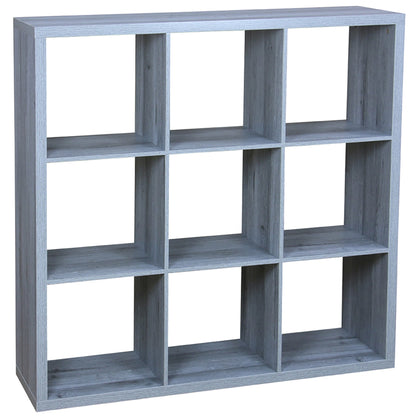 9 Open Cube Organizing Wood Storage Shelf, Grey