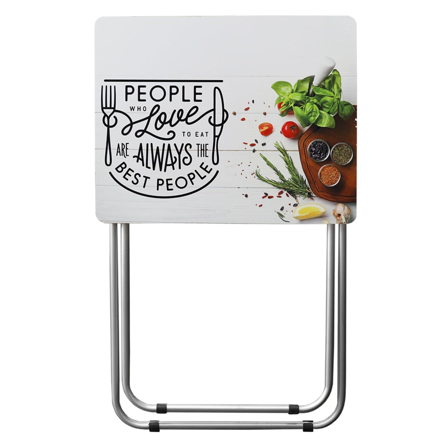 For the Love of Food Multi-Purpose Foldable TV Tray Table, White