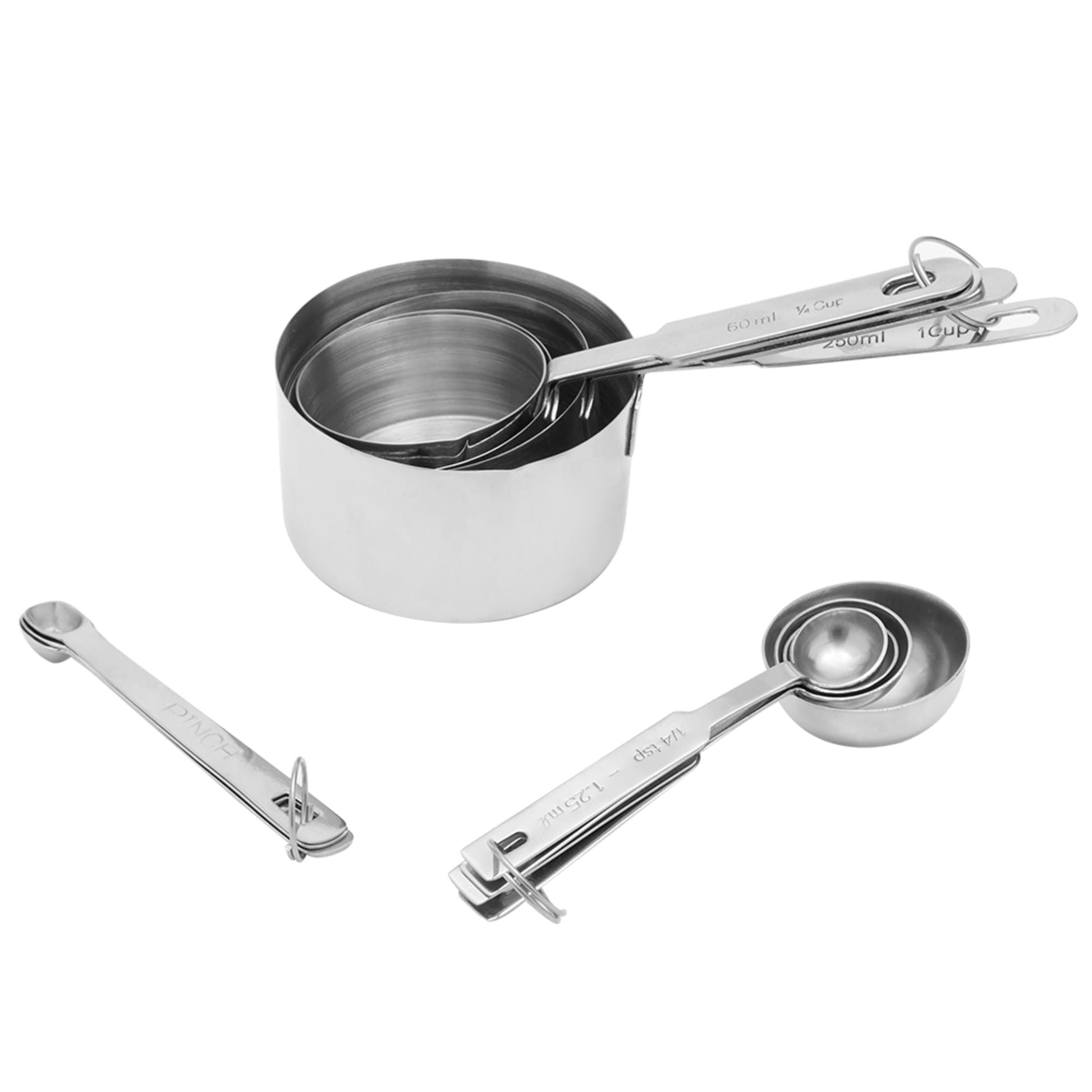 Hudson Essentials Stainless Steel Measuring Cups and Spoons Set - Stackable  Set with Spout (11 Piece Set)