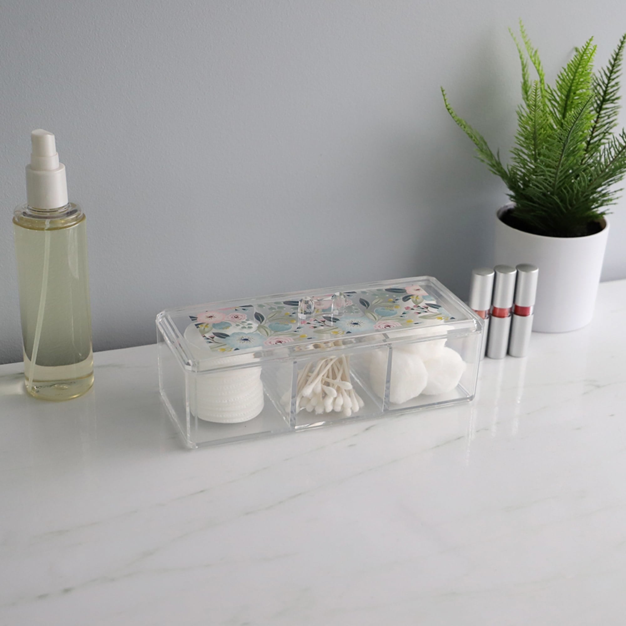 skyde baggrund bestikke Floral Plastic Cosmetic Box, Clear | COSMETIC ORGANIZATION | SHOP HOME  BASICS - Shop Home Basics
