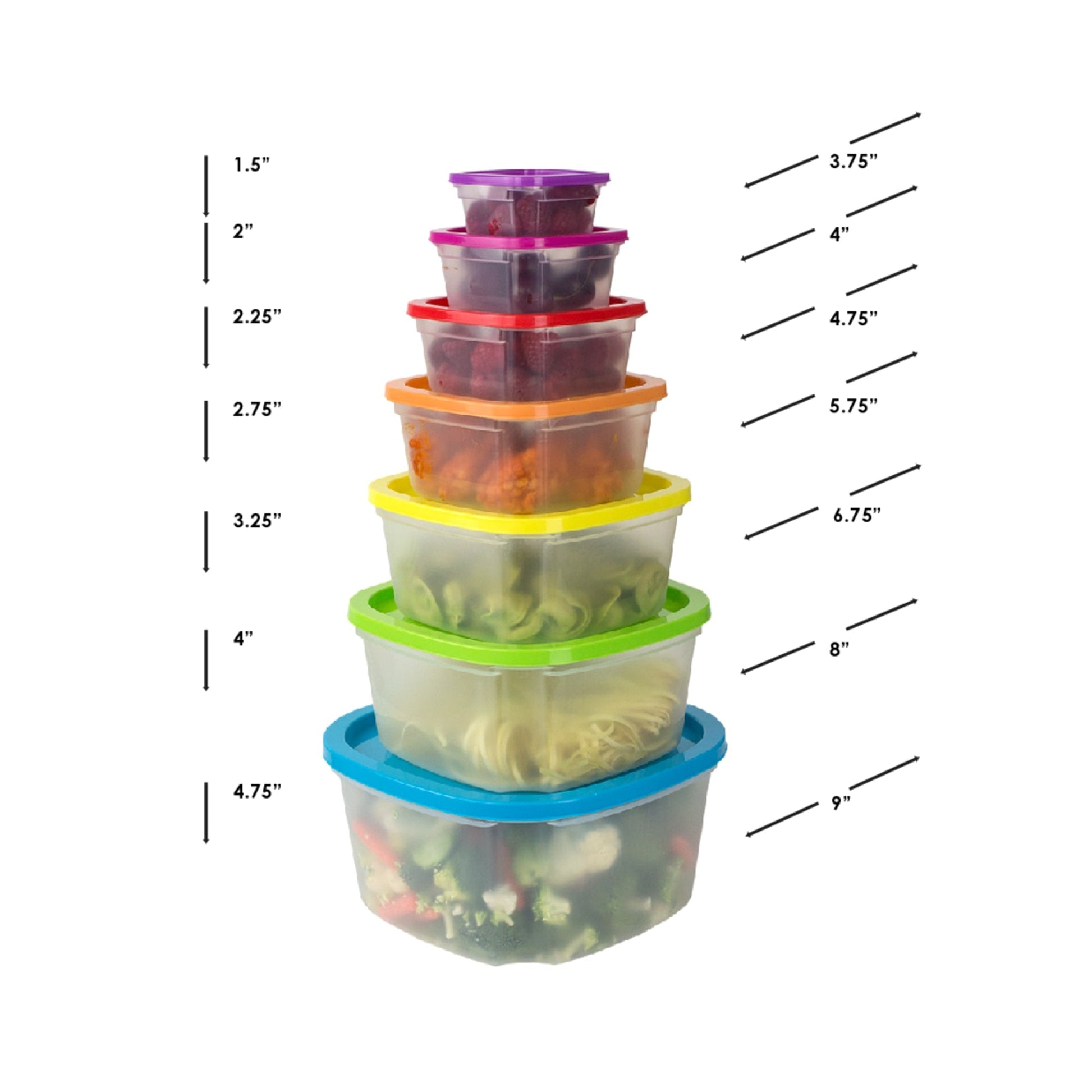 700ml 1-5PC Square Glass Food Storage Clear Storage Containers